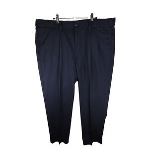 Oak Hill Khaki Chino Dress Pants Mens 42x32 Blue Business Slacks Pleated Stretch